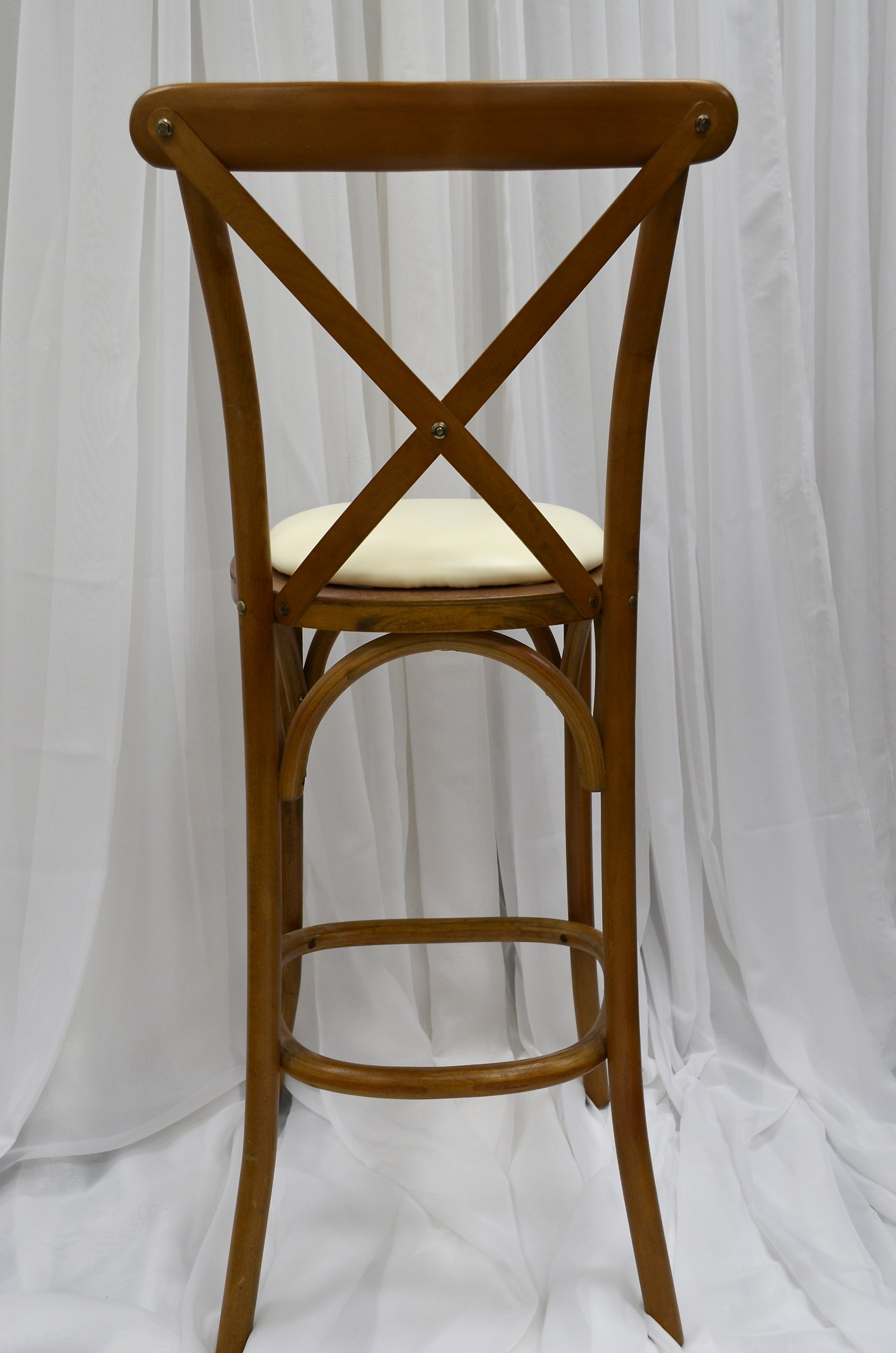 NATURAL BROWN CROSSBACK BARSTOOL