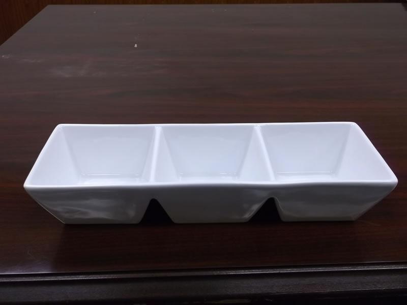 LARGE WHITE TRIO BOWL 13" X 4.5"