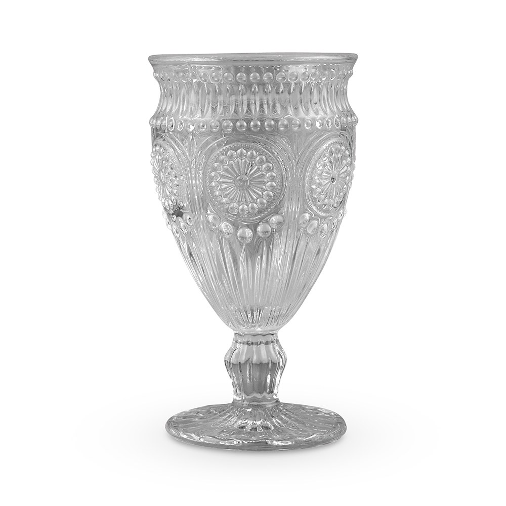 PRESSED SMOKE GREY GOBLET 10 oz